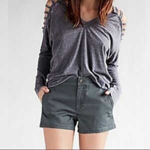 Express Mid rise shortie shorts - light army green
